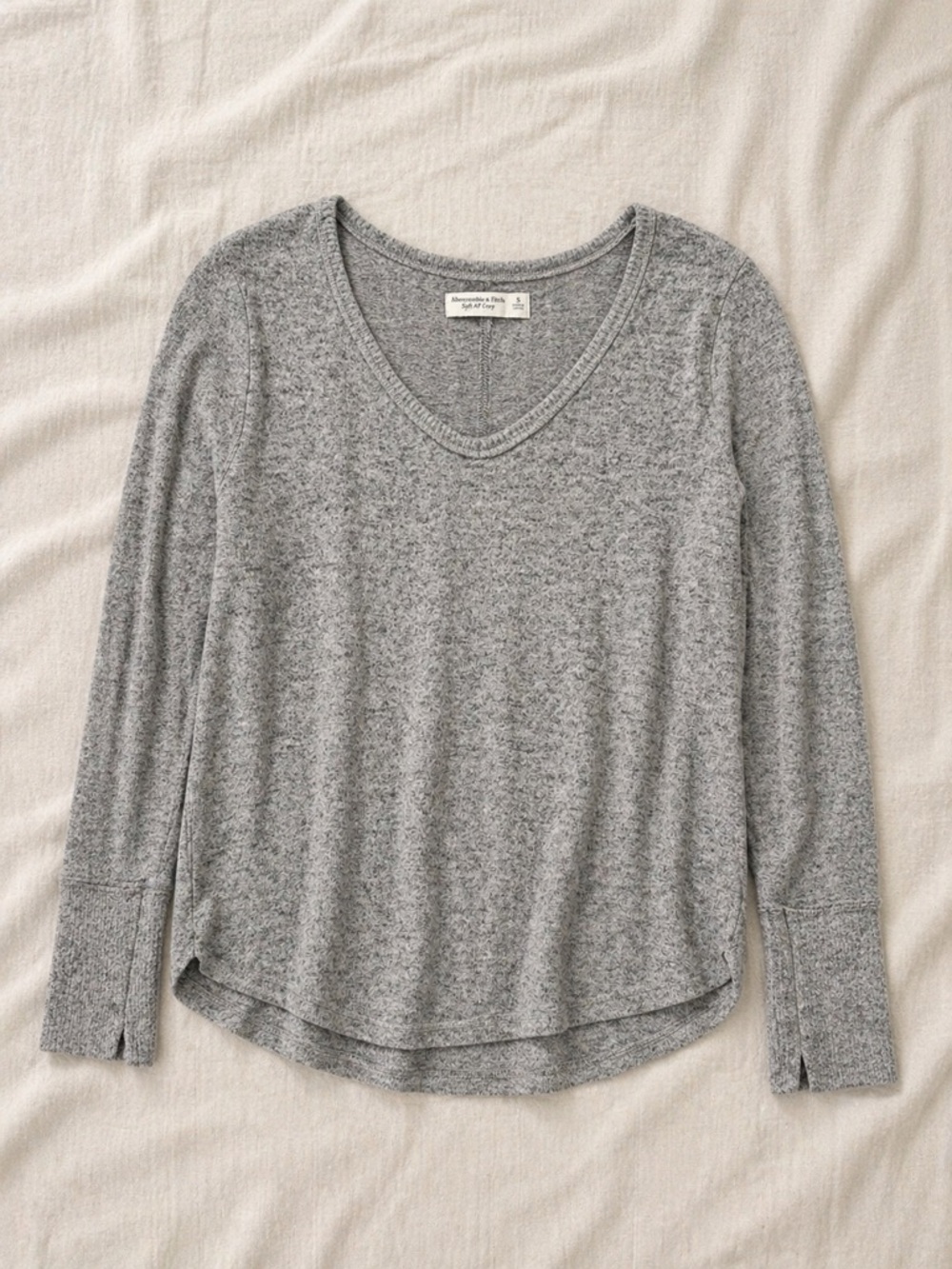 Abercrombie & fitch Gray V-Neck Long Sleeve Top - Women size small